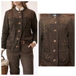 Brown Alpine Wool Cardigan EU40 Vintage Austrian Heritage Knit Jacket